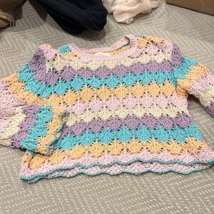 Zara Pastel Crochet Knit Top